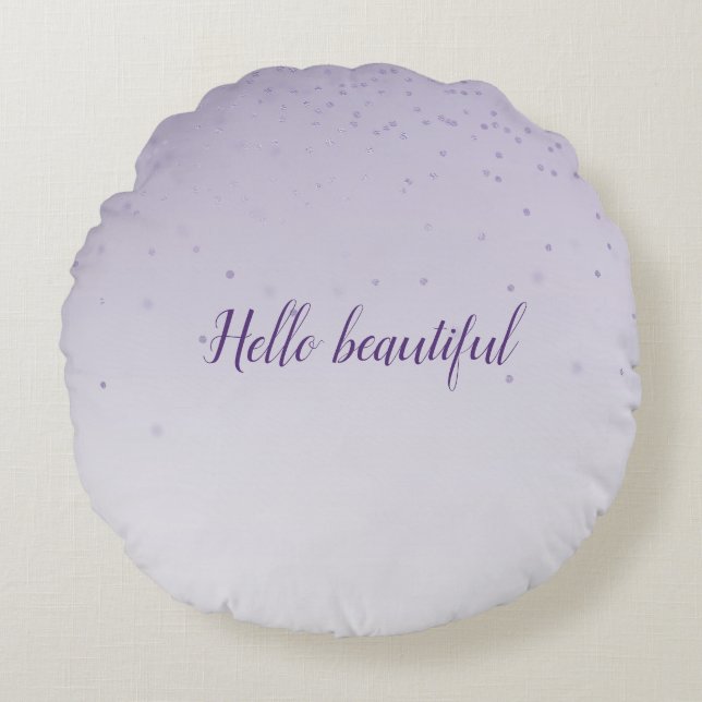 Girly Lilac Purple Confetti Glam Ombre Round Cushion (Front)