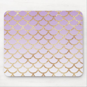 Girly Lilac Purple Gold Mermaid Glitter Sparkles Mouse Mat
