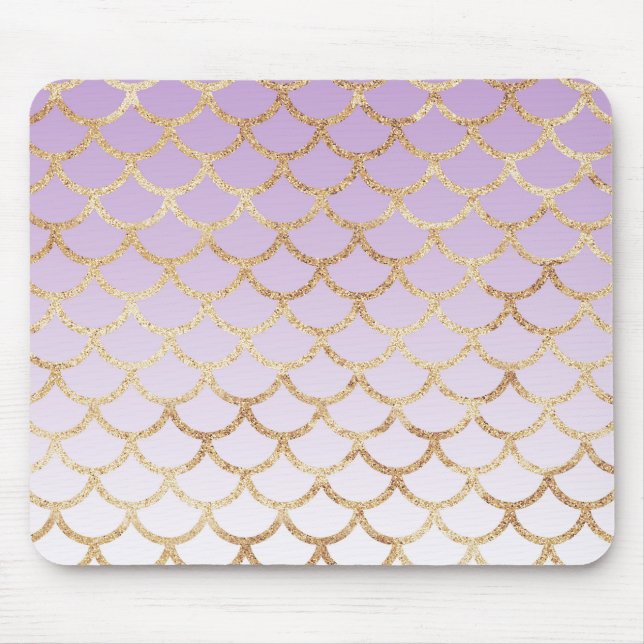 Girly Lilac Purple Gold Mermaid Glitter Sparkles Mouse Mat (Front)