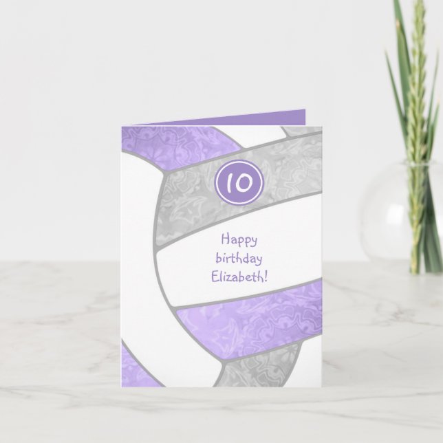 girly lilac purple grey volleyball greeting card (Front)