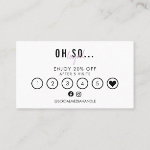 Girly Lilac Trendy Script Beauty Loyalty Business Card