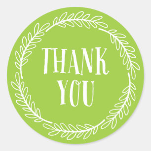 Girly Lime Green Wreath Thank You Stickers