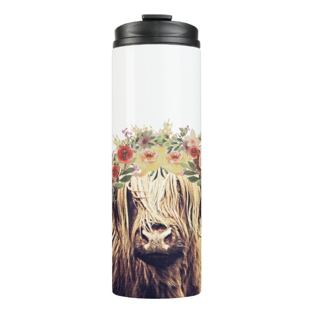 Girly Longhaired Highland Cow  Thermal Tumbler (Front)