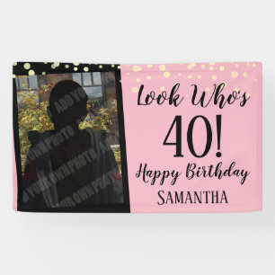 Girly Look Who's 40 Confetti Birthday Banner
