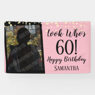 Girly Look Who's 60 Confetti Birthday Banner
