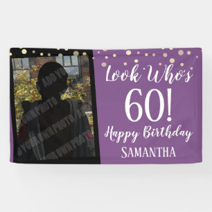 Girly Look Who's 60 Confetti Birthday Banner