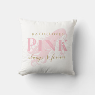 Girly Love Pink Forever Woman Silhouette and Name Cushion