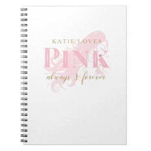Girly Love Pink Forever Woman Silhouette and Name Notebook