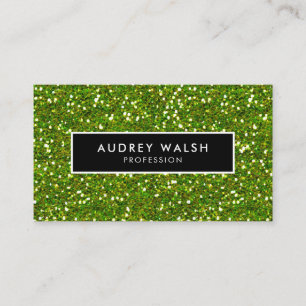 Girly Luxury Green Glam glitter and  Black Business Card