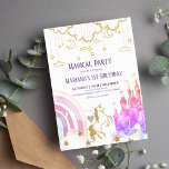 Girly Magical Country Pony Kids Birthday Party Invitation<br><div class="desc">Land of Magic Gold Unicorn 3rd Birthday Invitation
These beautiful invitations feature gold Unicorn,  watercolor magical castle and starry sky. Incredibly beautiful,  gently and charming Birthday Invitation Template is Kids birthdays are special,  and this invite can help it make a memorable birthday party.</div>