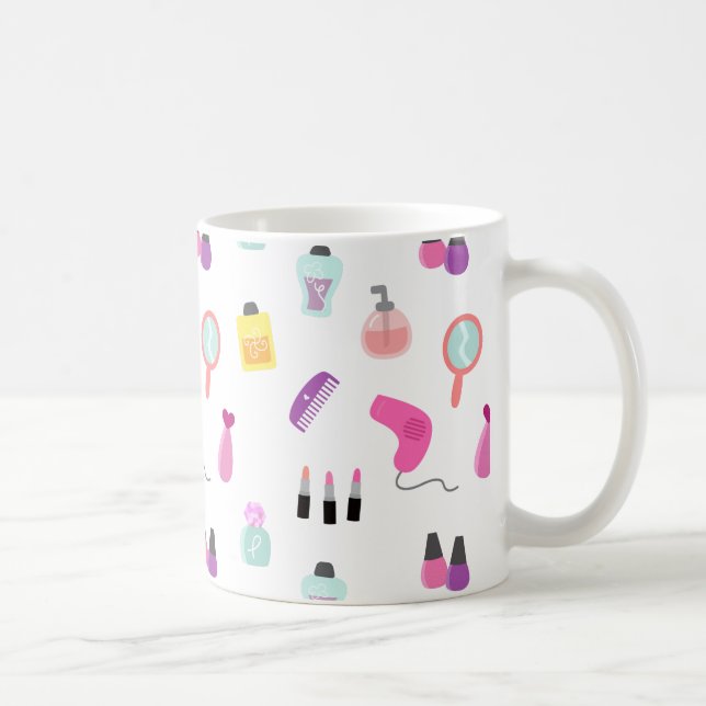 Girly Makeup, Beauty, Grooming Pattern Coffee Mug (Right)