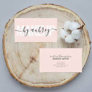 Girly Makeup Calligraphy Bold Blush Pink Business Card