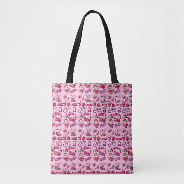 Girly Makeup - Pink Tote Bag (Front)