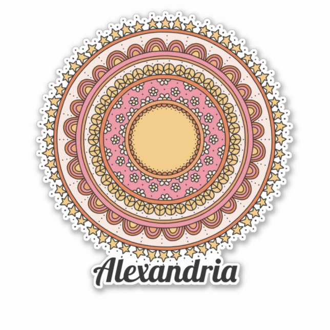 Girly mandala circles stars flowers peace signs (Front)