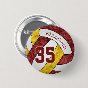 girly maroon gold volleyball team colours 6 cm round badge