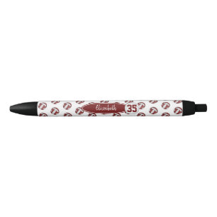 girly maroon white personalised volleyball black ink pen