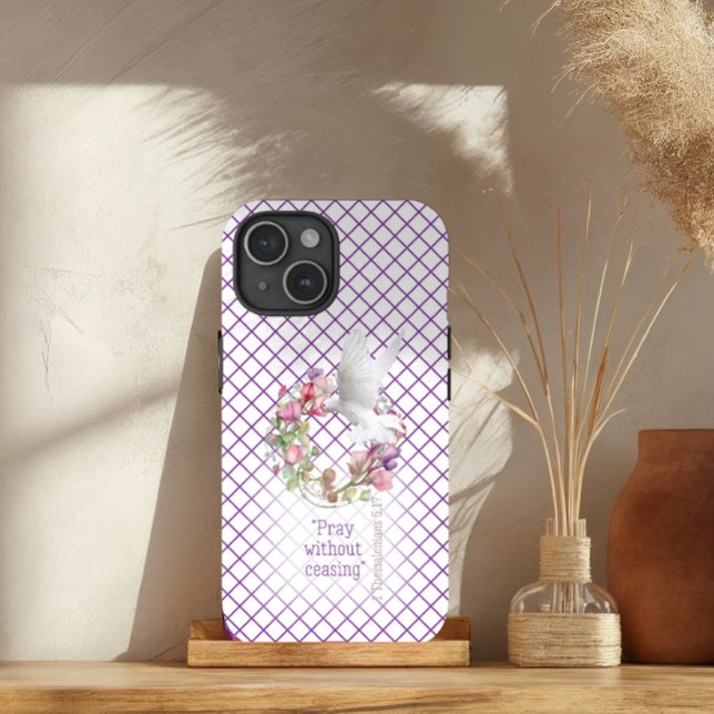 Girly Mauve White Line Matrix Sweet Pea Bible Case-Mate iPhone Case (Creator Uploaded)