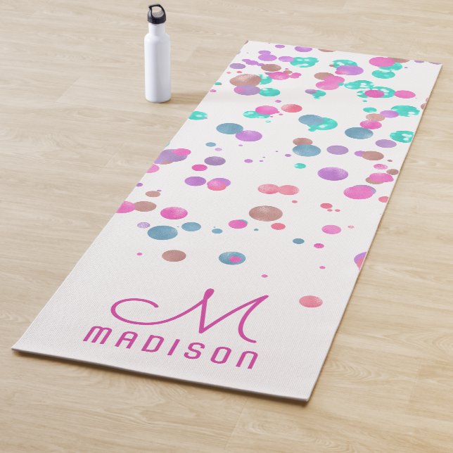 Girly Mermaid Glitter & Foil Confetti Monogram Yoga Mat (In Situ)