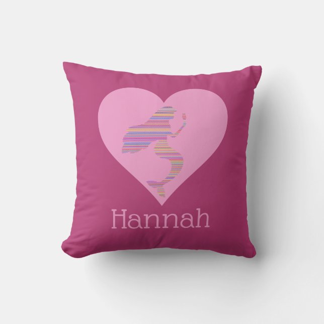 Girly Mermaid Heart Purple Pink Personalised Cushion (Front)