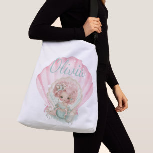 Girly Mermaid Seashell Lovers Name Crossbody Bag