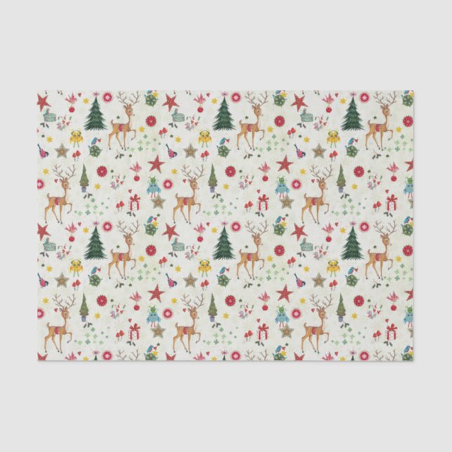 Girly Merry Christmas Deer | Tissue Paper (Front)