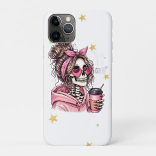 Girly Messy Bun Skeleton Heart Sunglasses Pink Aes iPhone 11 Pro Case