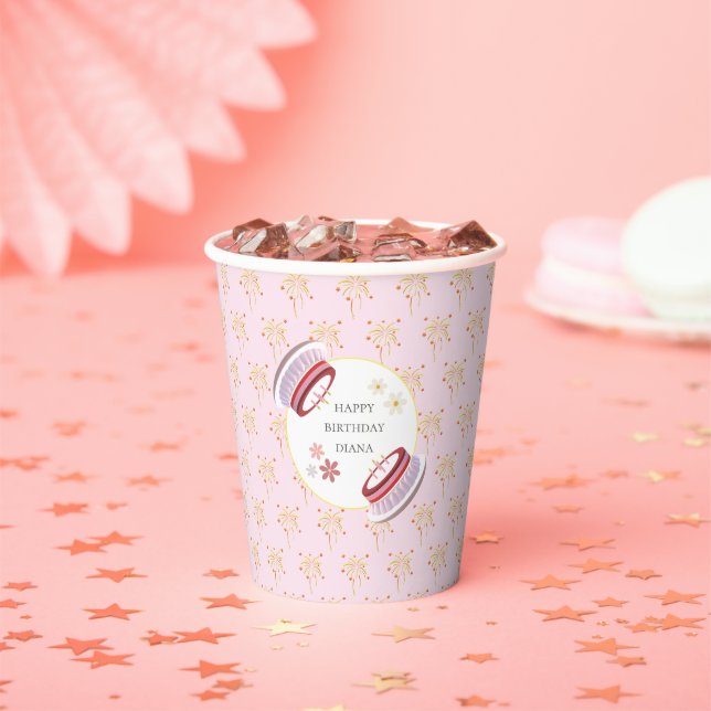 Girly Milestone Birthday Celebration 3d Decor  Paper Cups (Insitu)