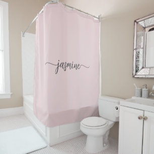 Girly Minimal Blush Personalised Monogram Name Shower Curtain