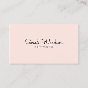 Girly Minimalist Script Handwritten Pink Business Card