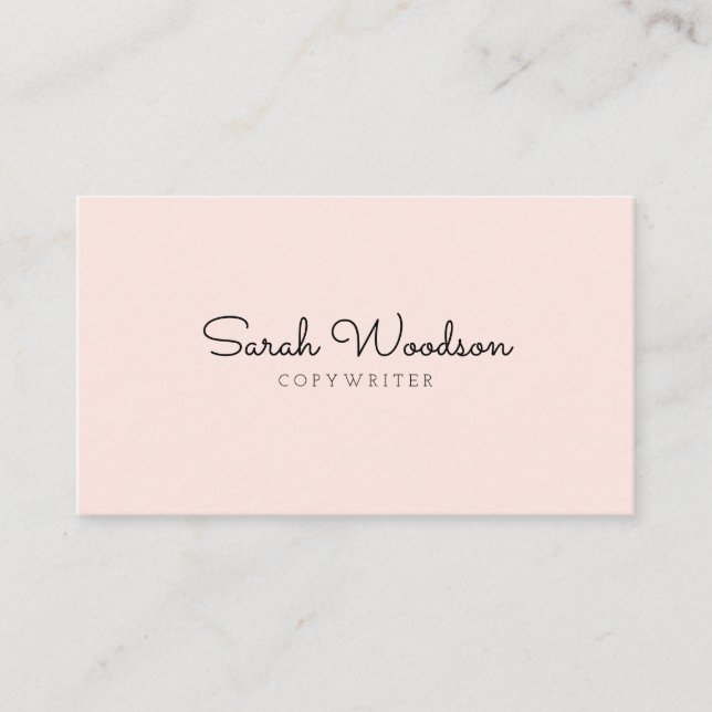 Girly Minimalist Script Handwritten Pink Business Card (Front)