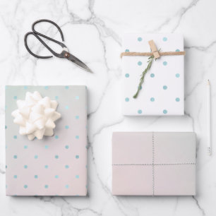 Girly Mint Aqua Peach Glam Dots         Wrapping Paper Sheet