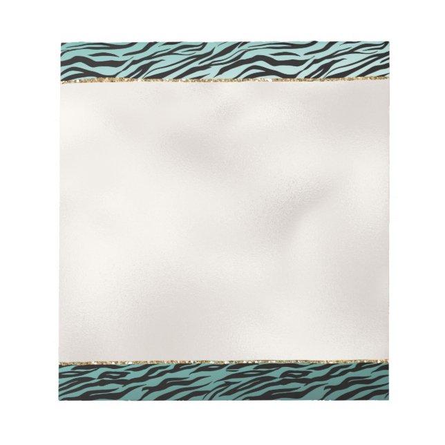 Girly Mint Black Zebra Print Ombre Notepad (Front)