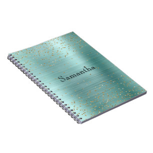Girly Mint Glam Gold Sparkle Purple Confetti Notebook