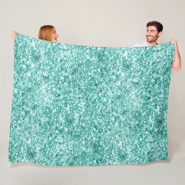 Girly Mint Glitter Confetti Fleece Blanket (In Situ)