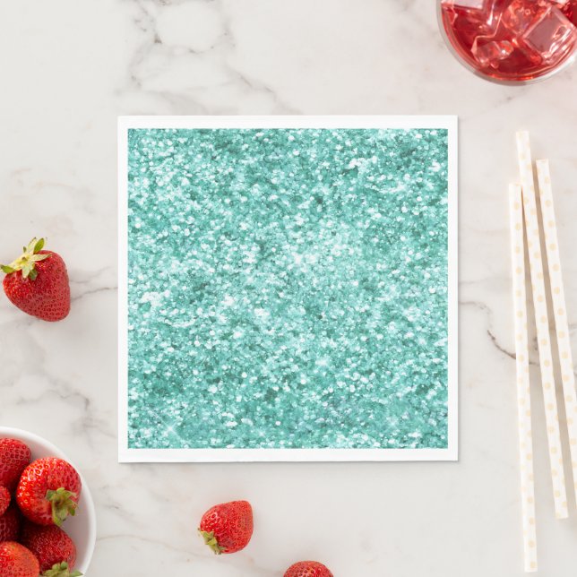 Girly Mint Glitter Confetti Napkin (Insitu)
