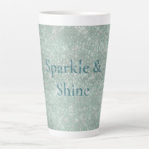 Girly Mint Glitzy Sparkle Latte Mug