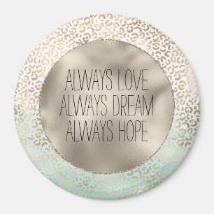 Girly Mint Gold Ombre Leopard Print Magnet