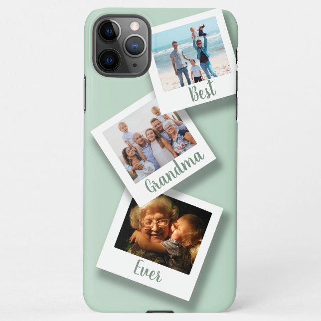 Girly Mint Green Best Grandma Ever Photo Collage iPhone Case (Back)
