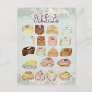 girly mint green french dessert sweet chocolate postcard