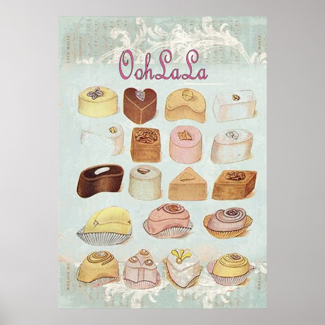 girly mint green french dessert sweet chocolate poster (Front)