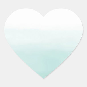 Girly Mint Ombre Watercolor Heart Sticker