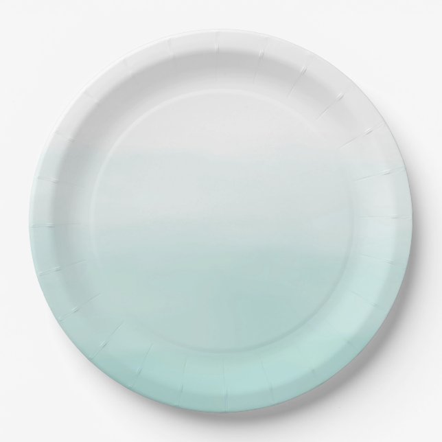 Girly Mint Ombre Watercolor Paper Plate (Front)