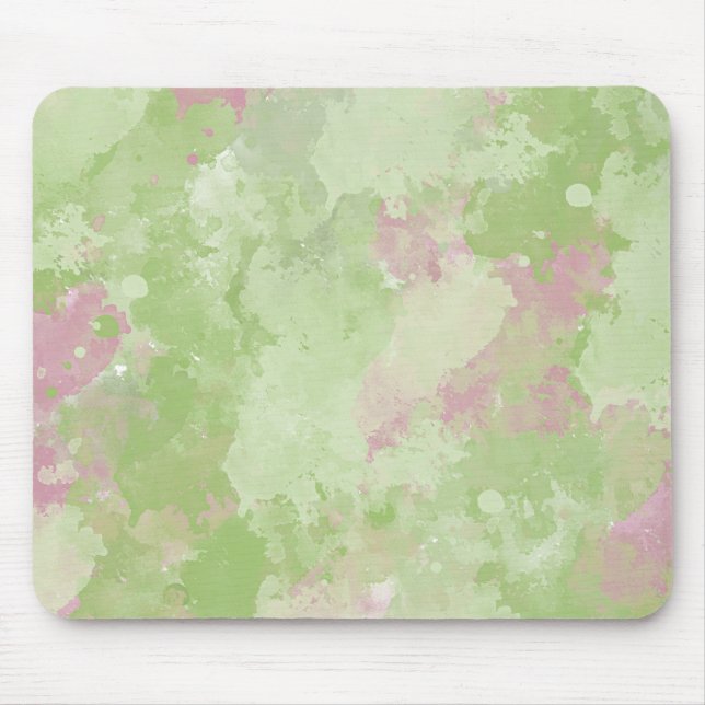 Girly Mint Pink Abstract watercolor Mouse Mat (Front)