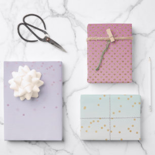 Girly Mint Pink Lavender Ombre Gold Glam Wrapping Paper Sheet