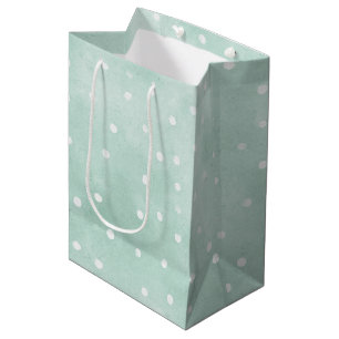 Girly Mint White Dots Birthday Medium Gift Bag