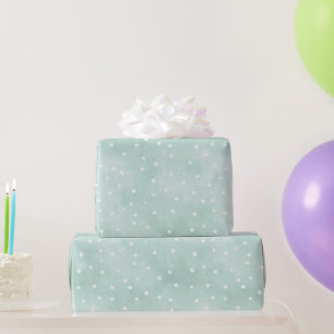 Girly Mint White Dots Birthday Wrapping Paper