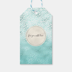 Girly Mint White Glam Leopard Print Gift Tags