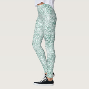 Girly Mint White Leopard Print Leggings