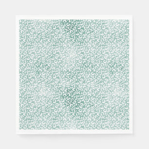 Girly Mint White Leopard Print Napkin