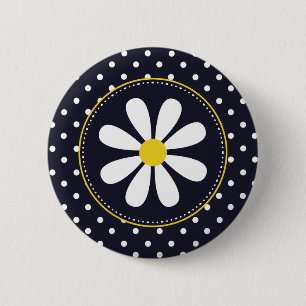 Girly Mod Daisy and Polka Dots 6 Cm Round Badge